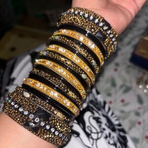 Elegant Gold and Black Bangle Set